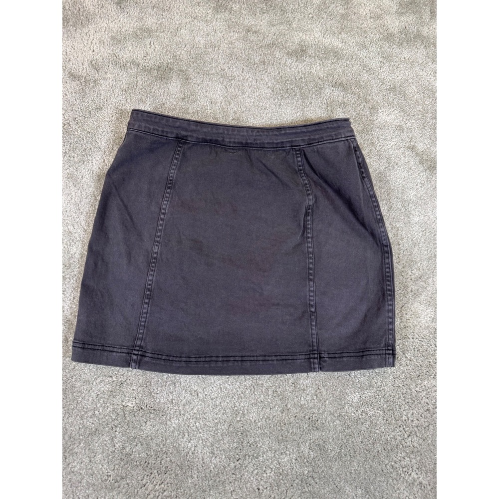 Altar'd State Womens Faded Black Side Button Mini Skirt Size L Cotton Blend - Picture 2 of 6